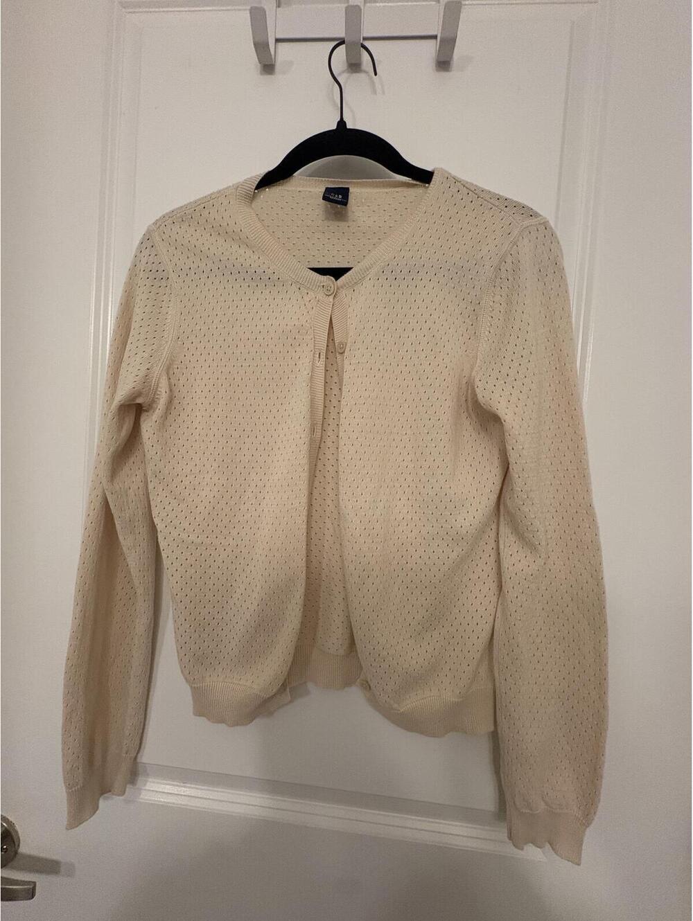 Gap Pointelle Knit Cardigan Sweater Cream Ivory Size Medium